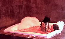 Small boobed girlfriend gets a rough ride in the jacuzzi