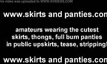 टीन गर्लफ्रेंड ने एक होममेड अपस्कर्ट वीडियो में अपनी पैंटी का खुलासा किया।