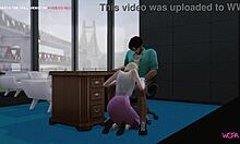 Animeret video af en kæreste, der bliver intim med sin chef for økonomisk gevinst