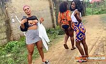 Afrikalı kız arkadaşlar, orman partisinden sonra ev yapımı lezbiyen üçlüsüne dalıyorlar
