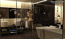 3D-animaatiopelissä äitipuoli, jolla on isot rinnat, pettää miestään ja nauttii kuumasta kohtaamisesta nuoremman miehen kanssa hotellin suihkun jälkeen