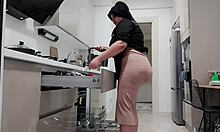 Stepmom's skirt hardens my erection in homemade video